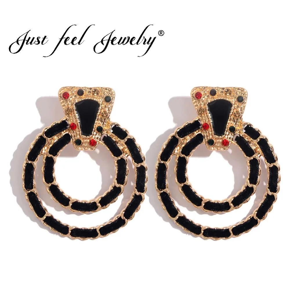 JUST FEEL ZA Crystal Circle Stud Earrings Gold Color Round Black Rope Chain Bohemian Statement Earring For Women Fashion Jewelry
JUST FEEL ZA Crystal Circle Stud Earrings Gold Color Round Black Rope Chain Bohemian Statement Earring For Women Fashion Jewelry