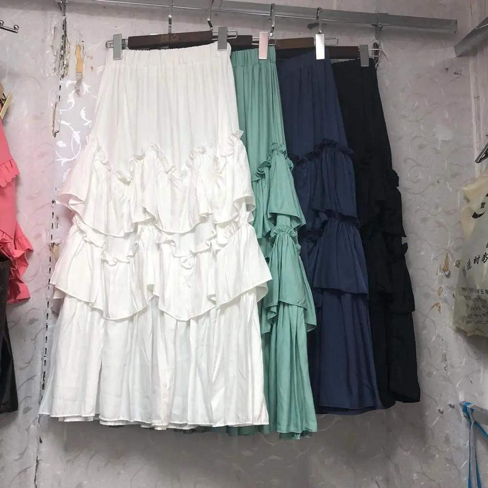 Summer Sweet Solid White Ruffles Skirt For Women Elastic Waist Loose Plus Size Mid Calf A-line Skirts 2019 Fashion New
Summer Sweet Solid White Ruffles Skirt For Women Elastic Waist Loose Plus Size Mid Calf A-line Skirts 2019 Fashion New