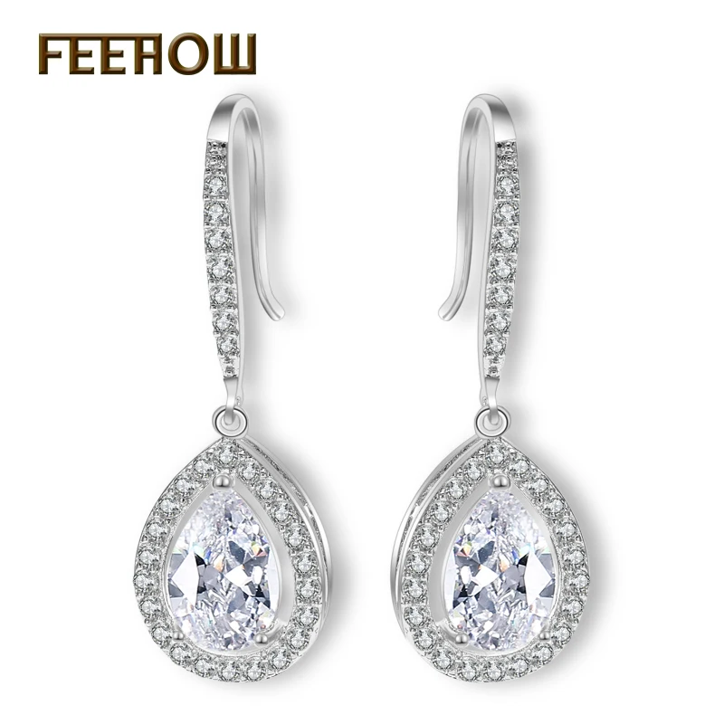 FEEHOW Fashion Hook Earrings White Color Dangle Cut Pear Shape Cubic Zircon Drop Earrings FWEP331
FEEHOW Fashion Hook Earrings White Color Dangle Cut Pear Shape Cubic Zircon Drop Earrings FWEP331