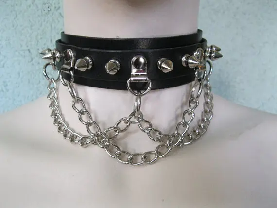 Women new Fashion Sexy Harajuku Handmade Choker leather Collar belt Spikes and Chain Torques Punk club party free shipping
Women new Fashion Sexy Harajuku Handmade Choker leather Collar belt Spikes and Chain Torques Punk club party free shipping