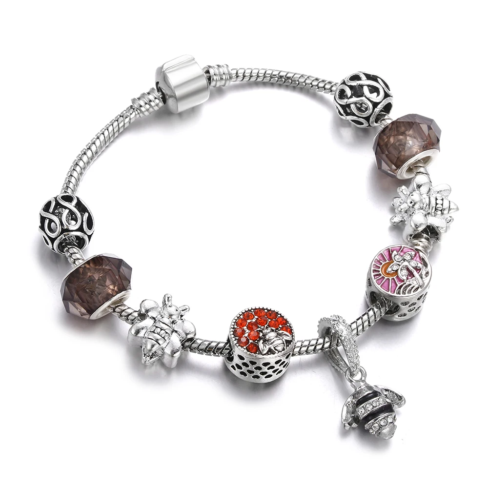 Charm Women Silver Snake Chain Bracelets&Bangles Crystal Glass DIY Flower Beads Cute Envelope Bee Pearl Pendant Girlfriend Gifts
Charm Women Silver Snake Chain Bracelets&Bangles Crystal Glass DIY Flower Beads Cute Envelope Bee Pearl Pendant Girlfriend Gifts