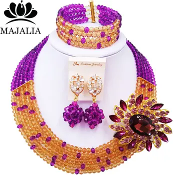 Majalia Romantic African Jewelery Set Gold champagne purple Crystal Beads Bride Jewelry Nigerian Wedding Jewelry Sets 5CC0025
Majalia Romantic African Jewelery Set Gold champagne purple Crystal Beads Bride Jewelry Nigerian Wedding Jewelry Sets 5CC0025