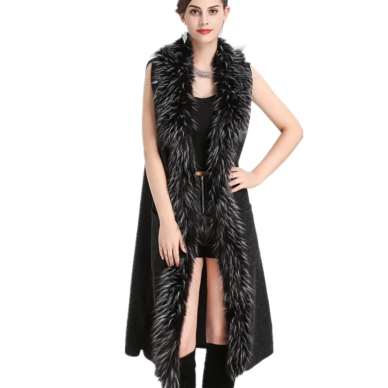 Faux Cashmere Women's Vest Thick Warm Winter Long Cardigan Female Wool Sweater For Women Faux Mink Fur Collar Lady's Waistcoat
Faux Cashmere Women's Vest Thick Warm Winter Long Cardigan Female Wool Sweater For Women Faux Mink Fur Collar Lady's Waistcoat