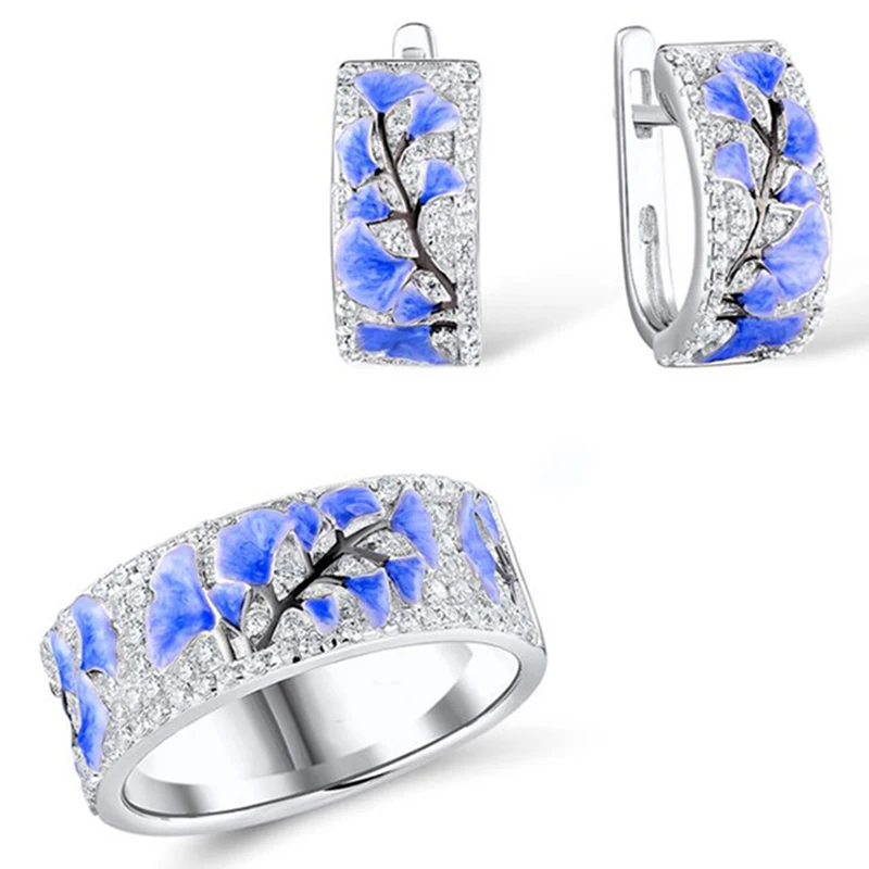 Luxury Micro Pave Cubic Zircon Paint Blue Flower Stud Earrings 2019 Ladies Plant Branch Blossom Brilliant Silver Color Earring
Luxury Micro Pave Cubic Zircon Paint Blue Flower Stud Earrings 2019 Ladies Plant Branch Blossom Brilliant Silver Color Earring