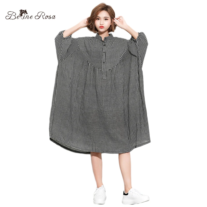 BelineRosa Oversized 5XL 6XL Plus Size Women Clothing England Style Plaid Stand Collar Casual Loose Dress of Big Size HS000586
BelineRosa Oversized 5XL 6XL Plus Size Women Clothing England Style Plaid Stand Collar Casual Loose Dress of Big Size HS000586