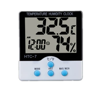 LCD Electronic Thermometer Hydrometer Digital Indoor Table Temperature Humidity Meter Clock Daily Alarm C/F Switch Stand HTC-7
LCD Electronic Thermometer Hydrometer Digital Indoor Table Temperature Humidity Meter Clock Daily Alarm C/F Switch Stand HTC-7