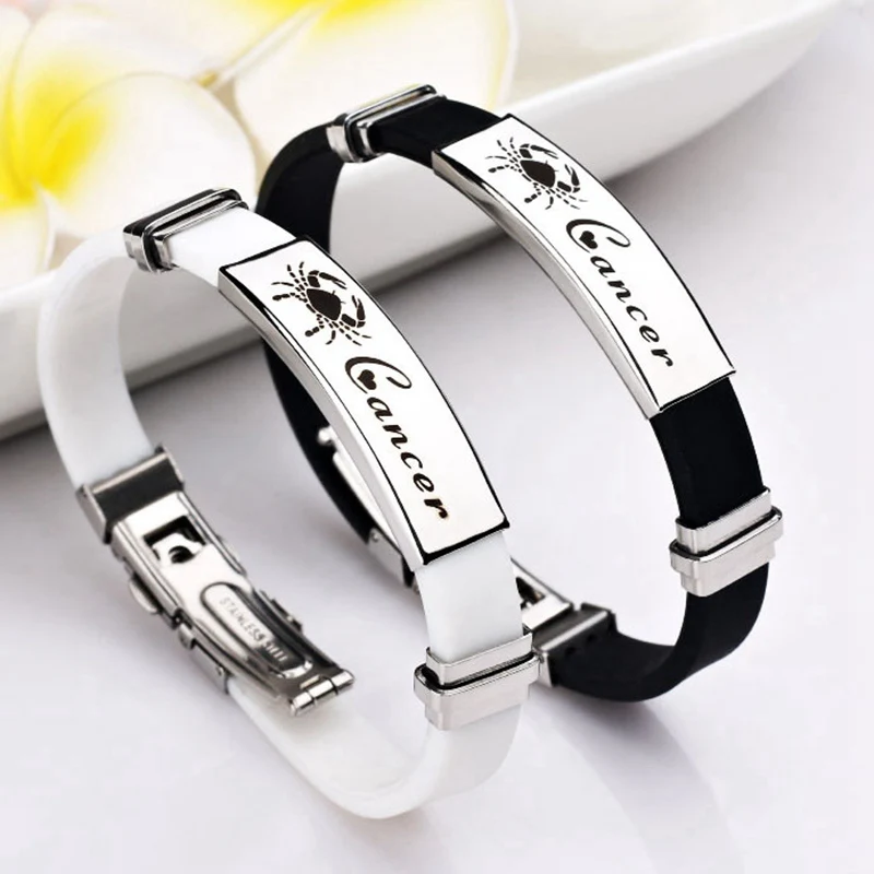 2018 Fashion Twelve Constellations Silicone Stainless Steel Bracelet Couple Lovers Women Bracelets & Bangles Gifts Men Jewelry
2018 Fashion Twelve Constellations Silicone Stainless Steel Bracelet Couple Lovers Women Bracelets & Bangles Gifts Men Jewelry