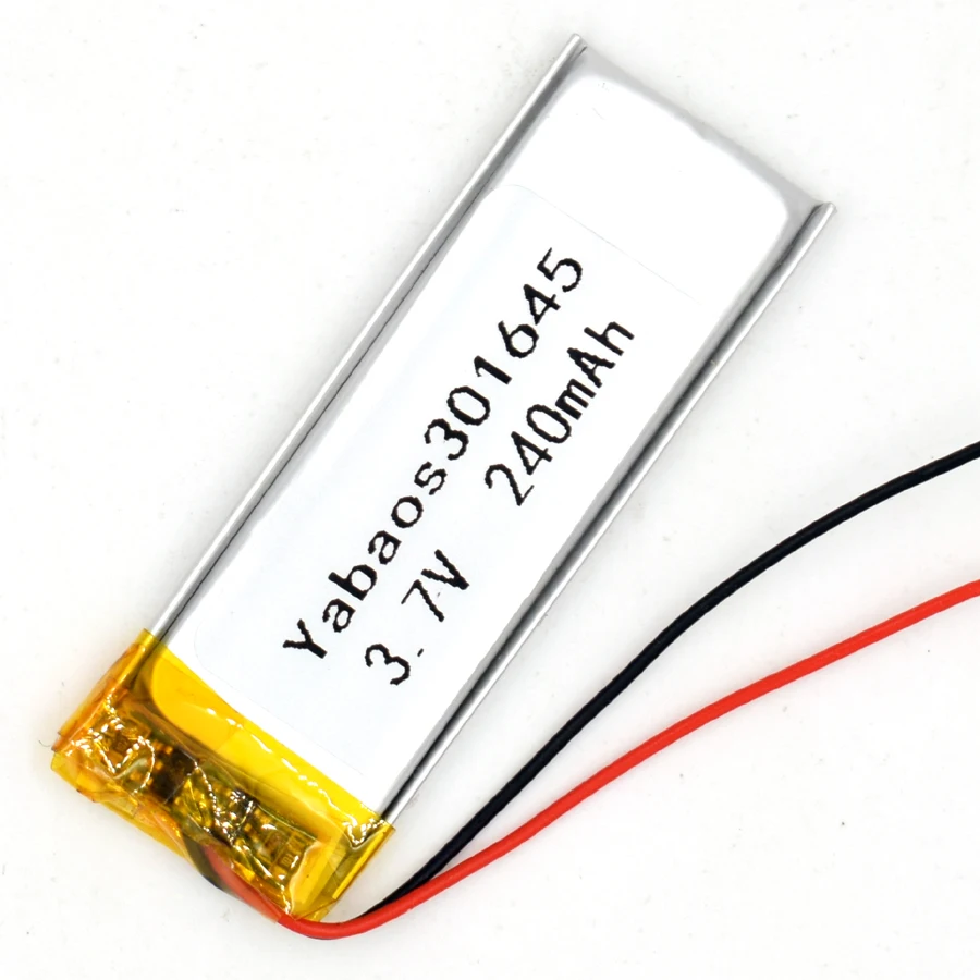 3.7V 240 mAh 301645 Li-Polymer Rechargeable Battery Li Po ion for GPS Bluetooth MP3 MP4 031645
3.7V 240 mAh 301645 Li-Polymer Rechargeable Battery Li Po ion for GPS Bluetooth MP3 MP4 031645