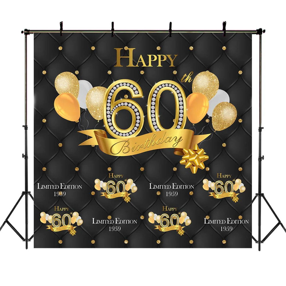 NeoBack Gold Black 60th Birthday Backdrop Balloon Happy Birthday Photography Background 60th Birthday Party Banner Backdrops
NeoBack Gold Black 60th Birthday Backdrop Balloon Happy Birthday Photography Background 60th Birthday Party Banner Backdrops