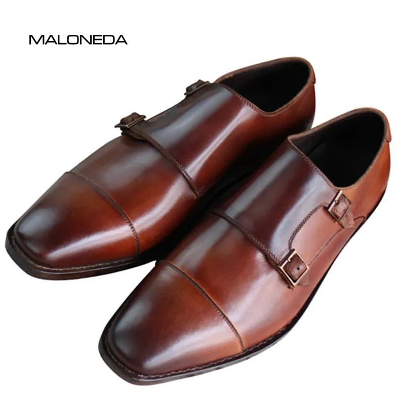 

MALONEDA Custom Your Shoes Pure Manual Goodyear handcraf welted Genuine Leather Double Monk Straps Business Dress Shoes