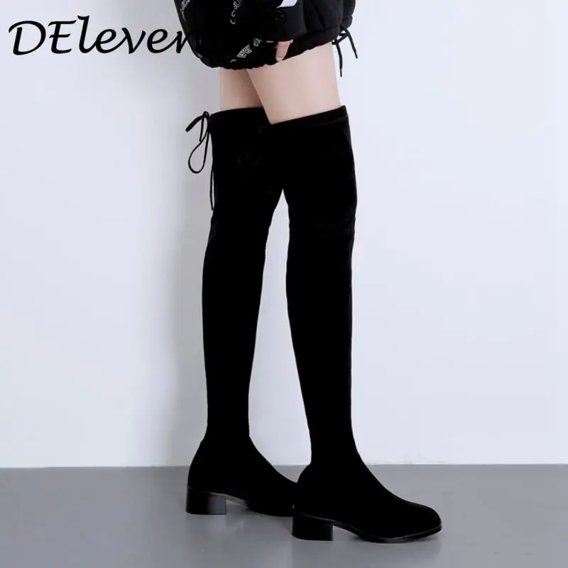 Fashion shoes thigh high boots female winter boots women over-the-knee long boots flat stretch sexy shoes 2018 winter Lady boots