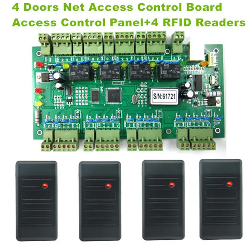 4 дверный контроллер доступа WG2004 TCP/IP + RFID считывателя 125 кГц|door access control|4 door controlaccess