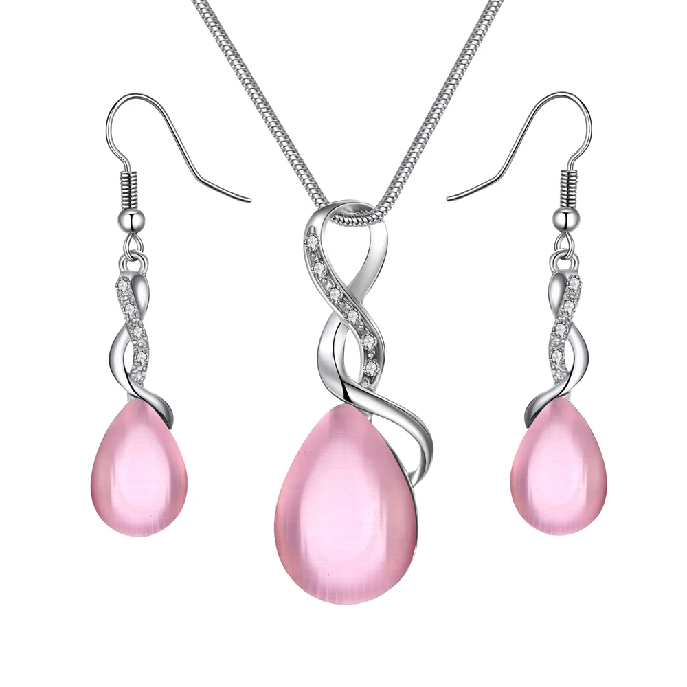 Fashion Opal Jewelry Sets For Woman Cubic zirconia Water Drop Necklace Pendant Earrings Set Bridal Wedding Party Gift
Fashion Opal Jewelry Sets For Woman Cubic zirconia Water Drop Necklace Pendant Earrings Set Bridal Wedding Party Gift