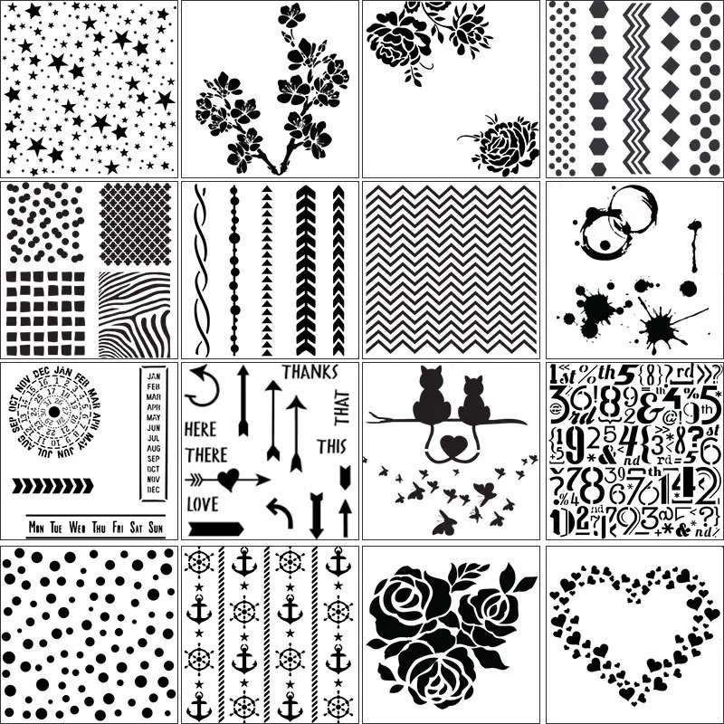 16pcs/Set Aribrush Tattoo Stencil For Painting Craft Stencil for Scrapbooking Embossing Paper Card Template DIY Wall Decor
16pcs/Set Aribrush Tattoo Stencil For Painting Craft Stencil for Scrapbooking Embossing Paper Card Template DIY Wall Decor