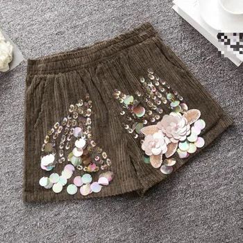 Fall Winter Fashion Women Female Designer Glitter Wide Leg Black Corduroy Shorts , Autumn Beading Elastic Waist Shorts For Woman
Fall Winter Fashion Women Female Designer Glitter Wide Leg Black Corduroy Shorts , Autumn Beading Elastic Waist Shorts For Woman
