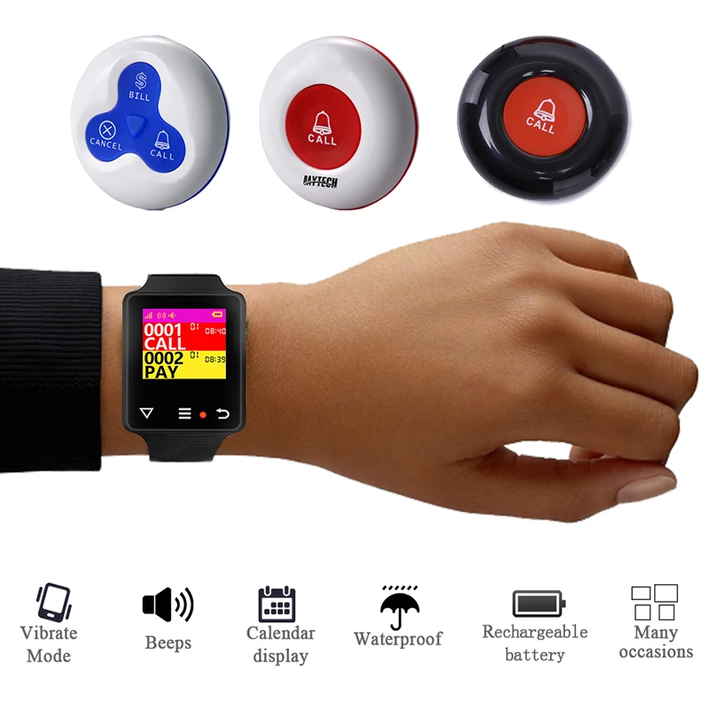 DAYTECH Wireless Calling System Restaurant Coaster Pager Call Buzzer Waterproof Watch 433MHZ Buttons Transmitter W04
DAYTECH Wireless Calling System Restaurant Coaster Pager Call Buzzer Waterproof Watch 433MHZ Buttons Transmitter W04