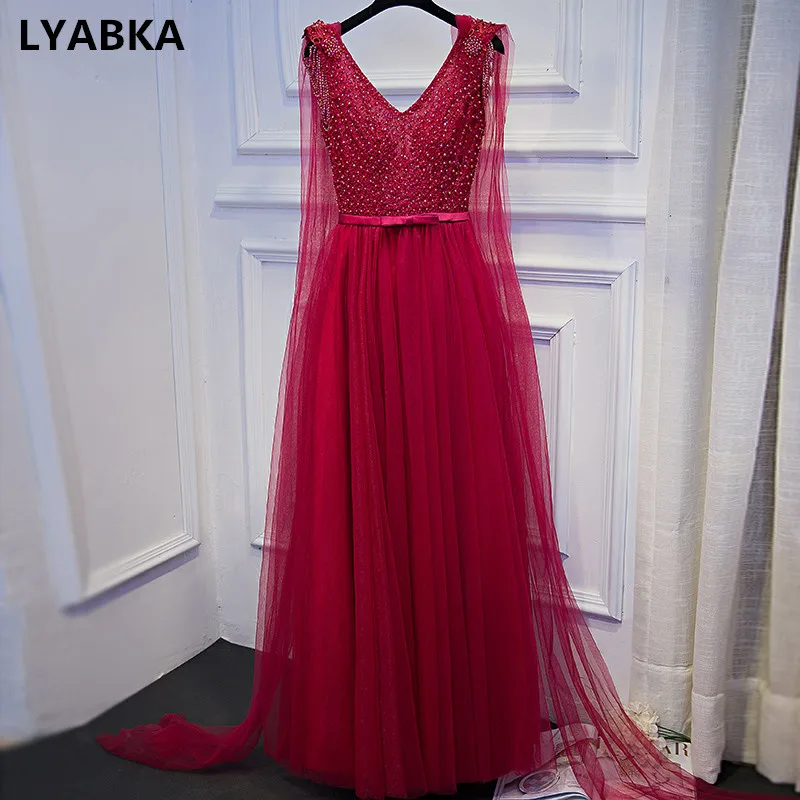 Evening Dress Robe De Soiree V-neck Burgundy Tulle With Appliques Evening Dresses Long Dress 2019 New Design Vestido De Festa
Evening Dress Robe De Soiree V-neck Burgundy Tulle With Appliques Evening Dresses Long Dress 2019 New Design Vestido De Festa