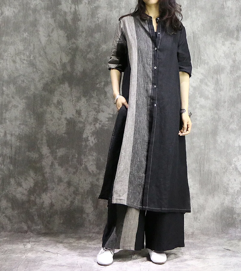 Spring Women Casual 2 Two Piece Set Dress Female Summer Long Striped Shirts Top Dress Cotton Linen Patchwork Original Robe
Spring Women Casual 2 Two Piece Set Dress Female Summer Long Striped Shirts Top Dress Cotton Linen Patchwork Original Robe