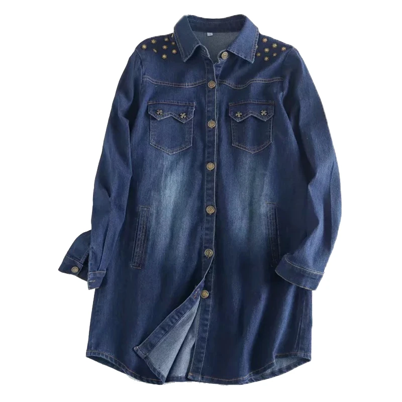 Long Women's Denim Jacket Oversized Female Jean Jacket Rivets Women's Jacket Loosen Large Size Basic Coats Spring Outerwear
Long Women's Denim Jacket Oversized Female Jean Jacket Rivets Women's Jacket Loosen Large Size Basic Coats Spring Outerwear