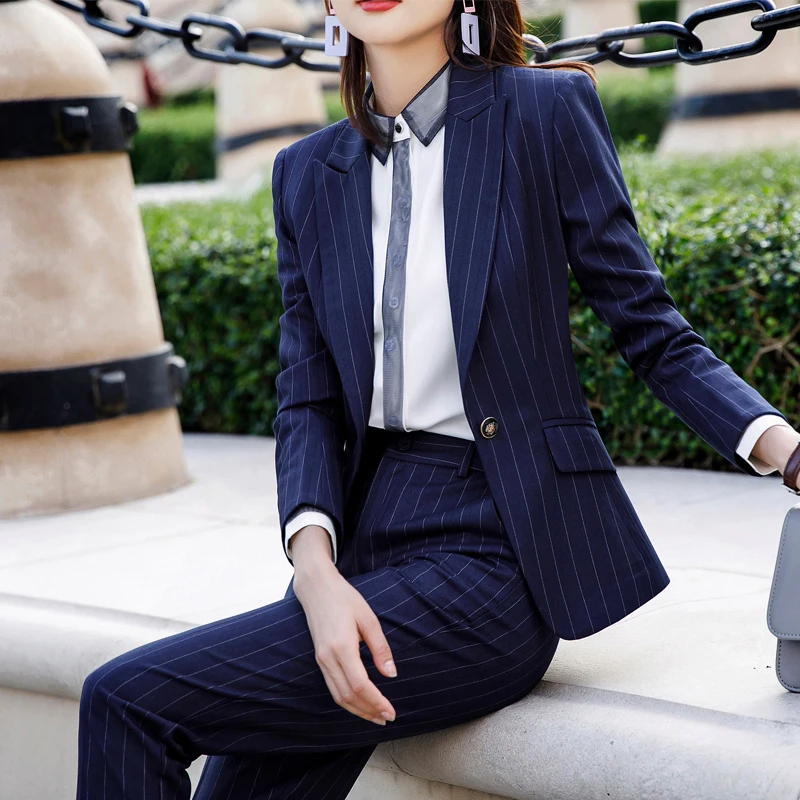 New lady spring formal Fashion two piece set women striped pant suits for office ladies long sleeve slim blazer and pants 4XL
New lady spring formal Fashion two piece set women striped pant suits for office ladies long sleeve slim blazer and pants 4XL