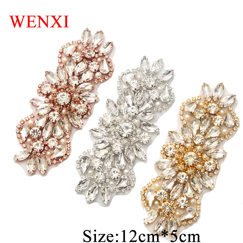 WENXI 5PCS Bridal Gown Sash Rhinestones Appliques Patch Sew On Wedding Dress Belt Clear Rose Gold Silver Crystal WX847
WENXI 5PCS Bridal Gown Sash Rhinestones Appliques Patch Sew On Wedding Dress Belt Clear Rose Gold Silver Crystal WX847