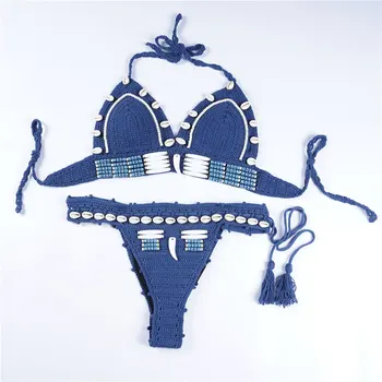 2019 Summer New Women Small Shell Decorated Bikini Set Ladies Sexy Handmade Weave Bathing Suits Hanging Neck Lace-up Swimsuit
2019 Summer New Women Small Shell Decorated Bikini Set Ladies Sexy Handmade Weave Bathing Suits Hanging Neck Lace-up Swimsuit