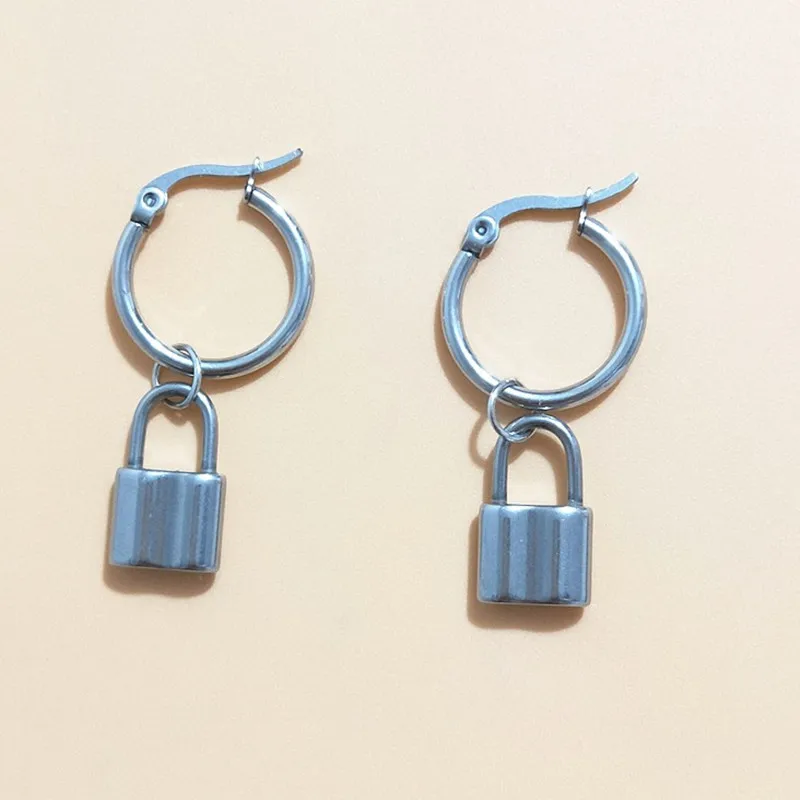Punk Earrings Fashion Hollow Geometry Personality Street Beat Stainless steel Lock Earring Jewelry Gift for women and men
Punk Earrings Fashion Hollow Geometry Personality Street Beat Stainless steel Lock Earring Jewelry Gift for women and men