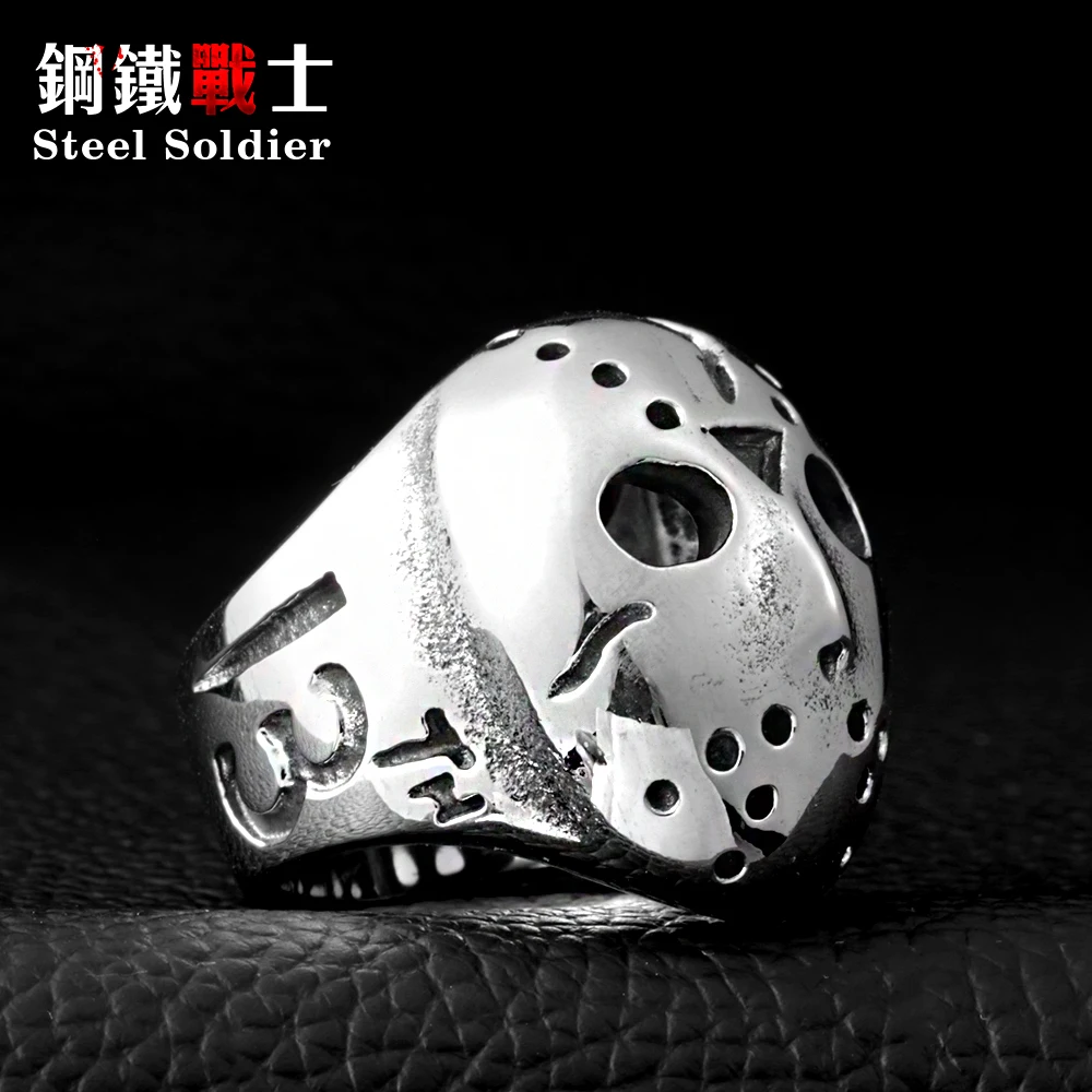 

Steel soldier Halloween Jason Mask Ring Hockey for Man Exaggerated Personality Cheap Price