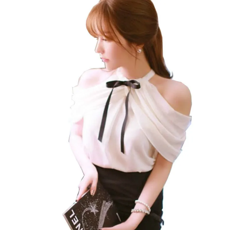 Elegant Sexy Summer Black Bow Stand Collar Shirts Chiffon Pleated Blouses Ruffles Strapless Off the Shoulder Short Tops 2018
Elegant Sexy Summer Black Bow Stand Collar Shirts Chiffon Pleated Blouses Ruffles Strapless Off the Shoulder Short Tops 2018