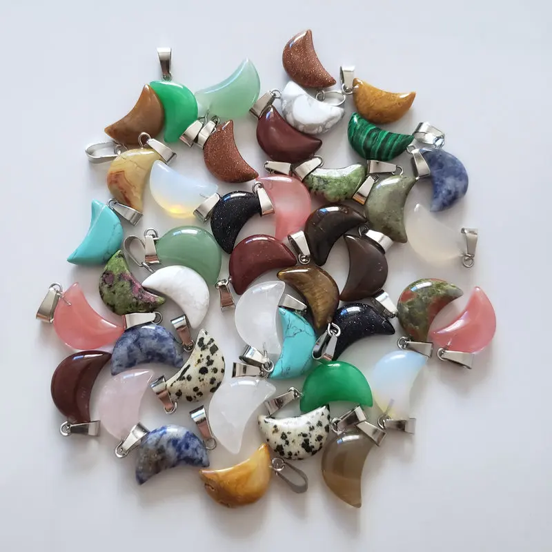 2019 Wholesale 50pcs/lot high quality assorted natural stone crescent moon shape charms pendants for DIY jewelry making free
2019 Wholesale 50pcs/lot high quality assorted natural stone crescent moon shape charms pendants for DIY jewelry making free