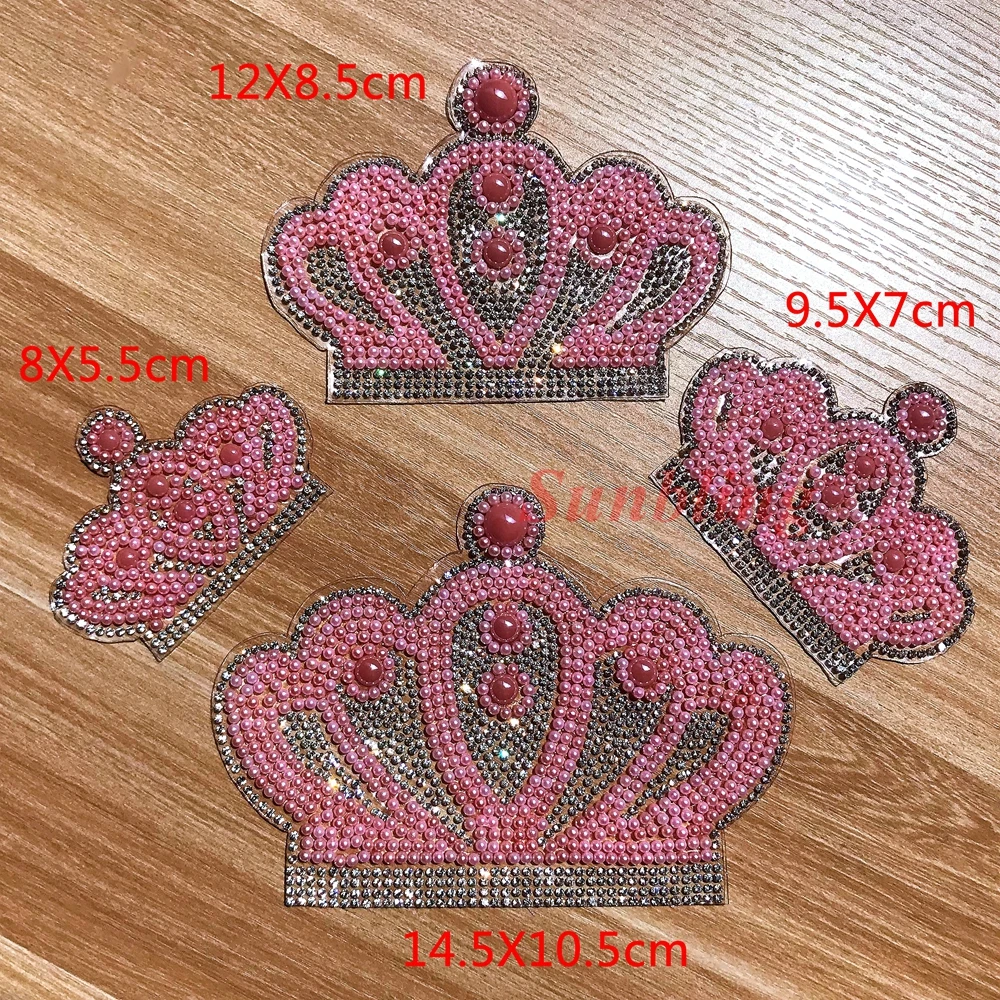 Iron On patches for Clothing Crown Shape Patch with Pink Beads Hot Fix Rhinestone Motif Applique For Children Clothes Tranfer
Iron On patches for Clothing Crown Shape Patch with Pink Beads Hot Fix Rhinestone Motif Applique For Children Clothes Tranfer