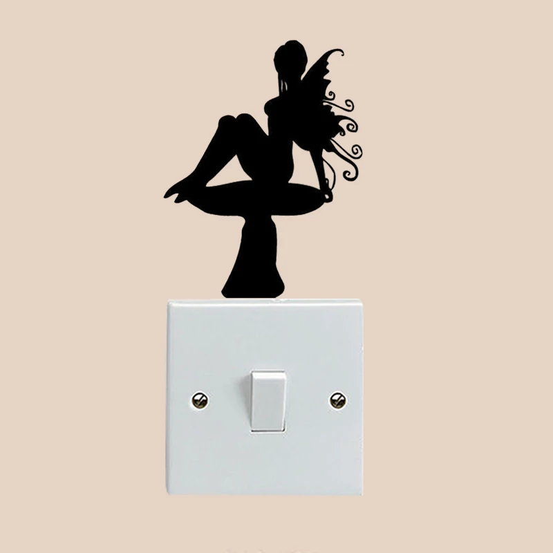Fairy On A Toadstool Personality Wall Sticker Switch Decal Decor Vinyl 6SS0082