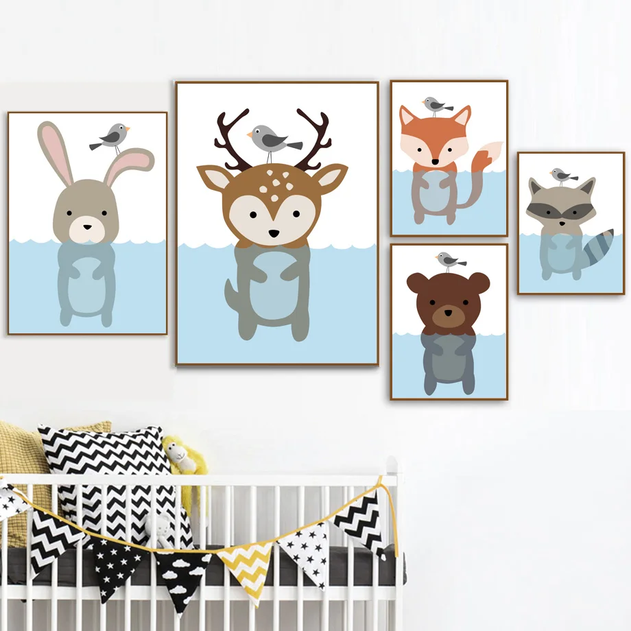 Cartoon Deer Rabbit bear Fox Nordic Posters And Prints Wall Art Canvas Painting Nursery Wall Pictures Baby Girl Boy Room Decor 
Cartoon Deer Rabbit bear Fox Nordic Posters And Prints Wall Art Canvas Painting Nursery Wall Pictures Baby Girl Boy Room Decor