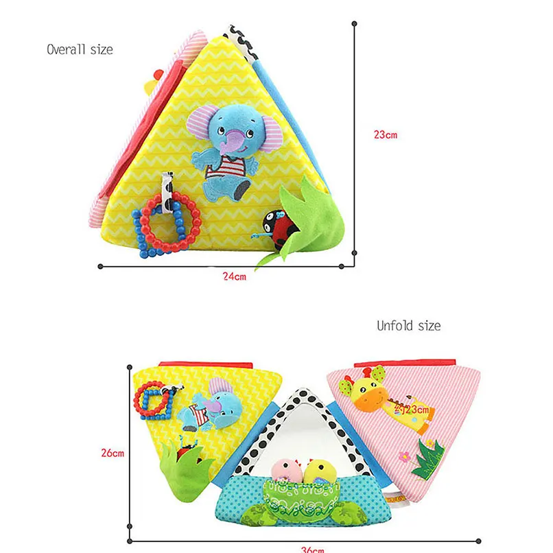Triangle 3D Cloth Book Rustled Paper Teether Baby Toys Toddler Infant Kids Non-Toxic Fabric Cognize Early Education Rattle | Игрушки и