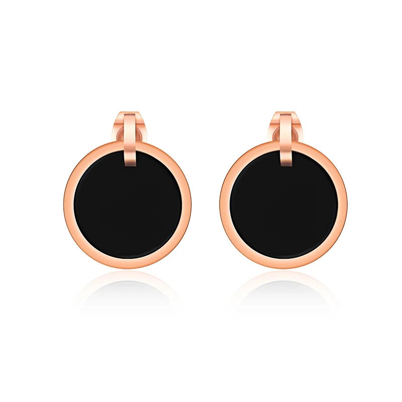Simple Round Black Stud Earrings Stainless Steel Rose Gold Color And Black Earring Jewelry
Simple Round Black Stud Earrings Stainless Steel Rose Gold Color And Black Earring Jewelry