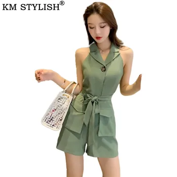 Summer Women 2019 New Suit Collar Sleeveless Slim Playsuits Pocket Design Temperament Buckle Belt Waist Shorts Siamese
Summer Women 2019 New Suit Collar Sleeveless Slim Playsuits Pocket Design Temperament Buckle Belt Waist Shorts Siamese