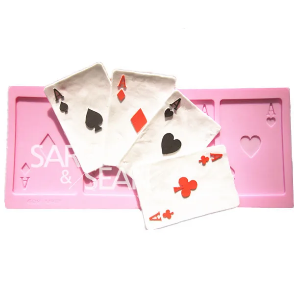 Image M0333 Poker cards fondant cake molds soap chocolate mould for the kitchen baking