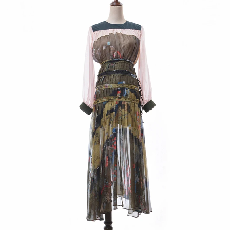 HIGH STREET New Fashion 2019 Summer Designer Runway Dress Women's Long Sleeve Vintage Print Patchwork Pleated Dress
HIGH STREET New Fashion 2019 Summer Designer Runway Dress Women's Long Sleeve Vintage Print Patchwork Pleated Dress