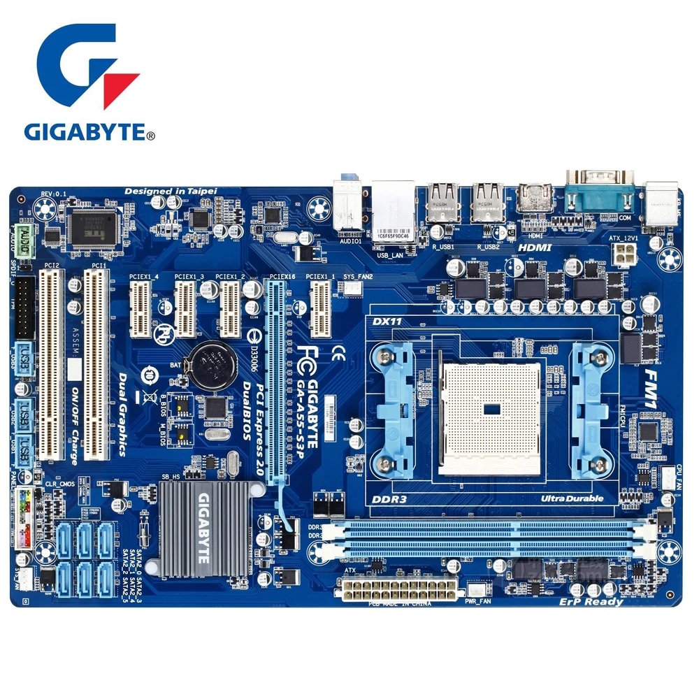 Разъем FM1 для AMD A8/A6/A4/E2 Gigabyte GA A55 100% оригинальная материнская плата 90% новая