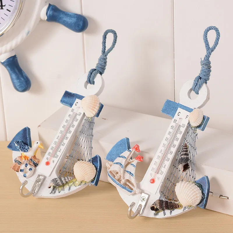 Mini thermometer Wall anchor Hook hanging Wooden Rudder Hook Holder Mediterranean children's room wall hanger decoration Craft
Mini thermometer Wall anchor Hook hanging Wooden Rudder Hook Holder Mediterranean children's room wall hanger decoration Craft