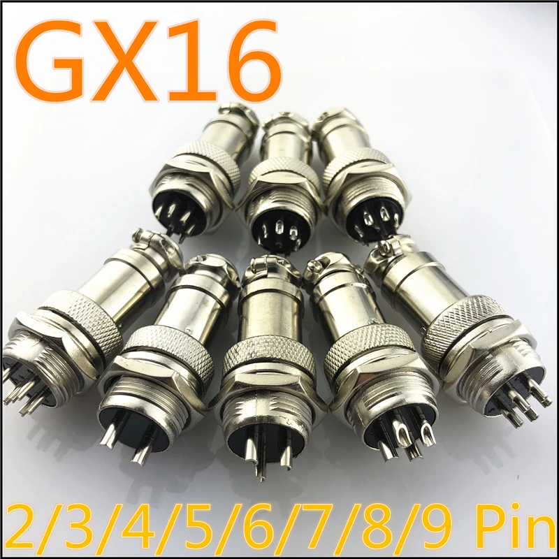 

1set GX16 2/3/4/5/6/7/8/9 Pin Male & Female 16mm L70-78 Circular Aviation Socket Plug Wire Panel Connector Free Shipping