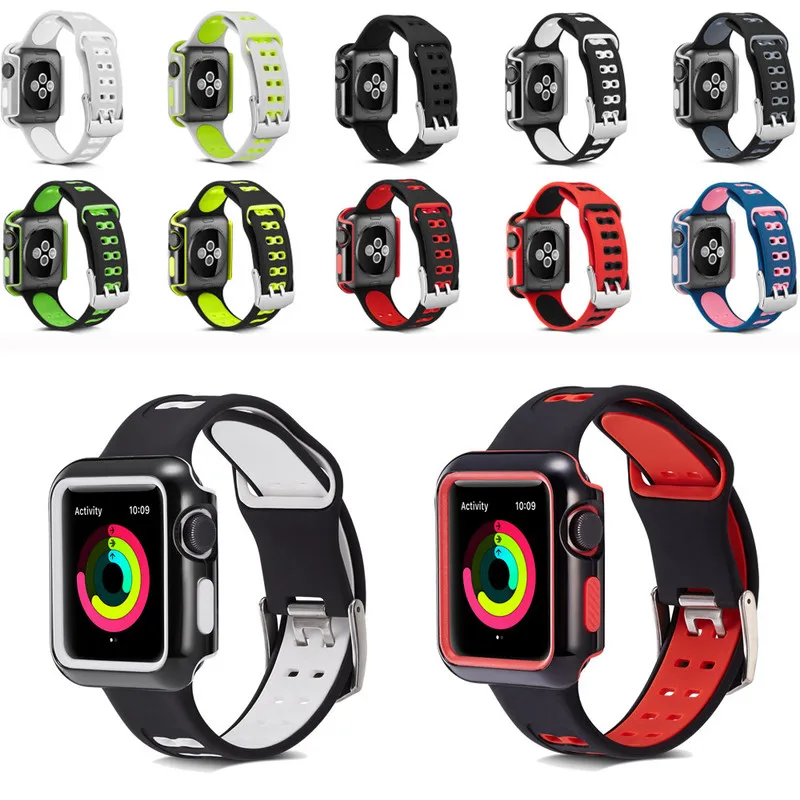 2PCS/Sets Silicone Sports Band Watch Band Strap + Watch Case for Apple Watch Wrist Bracelet 42mm 38 mm for Iwatch Series 1 2 3
2PCS/Sets Silicone Sports Band Watch Band Strap + Watch Case for Apple Watch Wrist Bracelet 42mm 38 mm for Iwatch Series 1 2 3