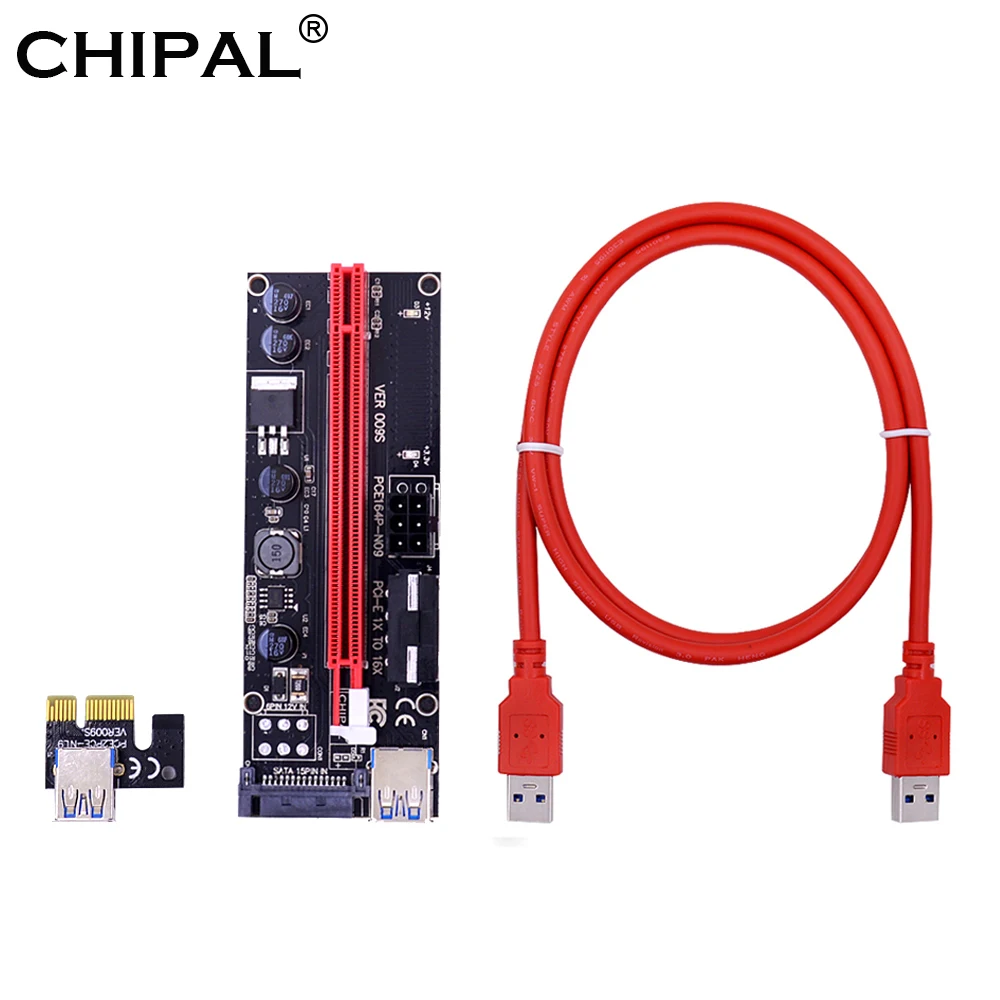 CHIPAL for Litecoin Bitcoin Miner 1M 009S PCI-E 1X 16X Riser Card 009 PCI Express 4Pin 6Pin SATA Molex Power USB 3.0 Data Cable
CHIPAL for Litecoin Bitcoin Miner 1M 009S PCI-E 1X 16X Riser Card 009 PCI Express 4Pin 6Pin SATA Molex Power USB 3.0 Data Cable