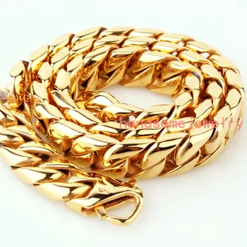 Charming New 15mm 316L Stainless Steel Yellow Gold Plated Curb Cuban Chain Mens Womens Necklace Or Bracelet Christmas Gift 7-40"
Charming New 15mm 316L Stainless Steel Yellow Gold Plated Curb Cuban Chain Mens Womens Necklace Or Bracelet Christmas Gift 7-40"
