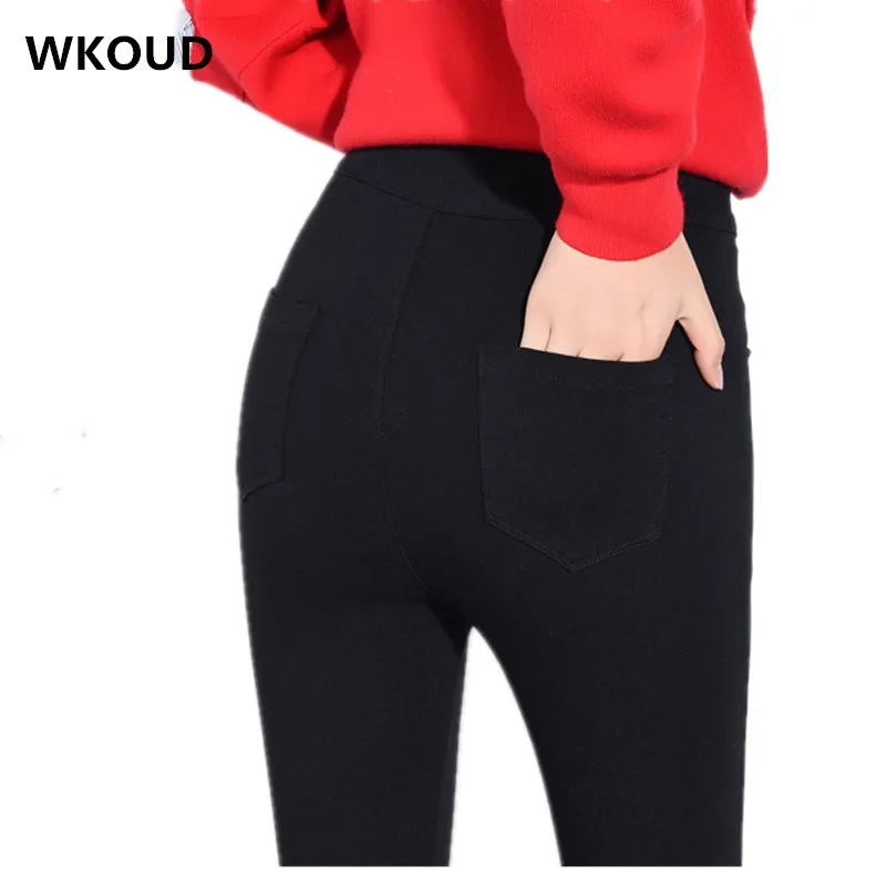 WKOUD Plus Size Leggings Women Black Stretch High Waist Leggings Woven Fabric Skinny Solid Pencil Pants Female Legging P8901
WKOUD Plus Size Leggings Women Black Stretch High Waist Leggings Woven Fabric Skinny Solid Pencil Pants Female Legging P8901