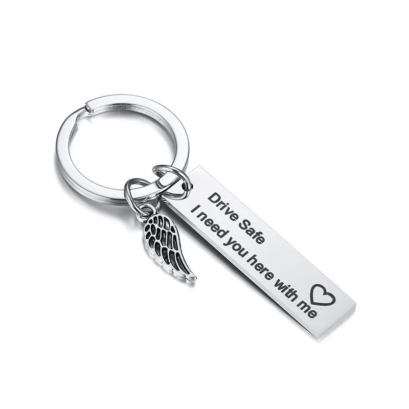 

Personalized Drive Safe Keychain Stainless Steel Keyring I Need You Here With Me Gift For Trucker Husband Boyfriend Father's Day