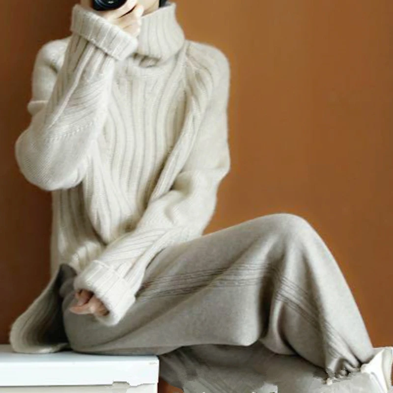 Winter Lazy Loose Knit Women Cashmere Sweater High Collar Solid Color Warm Wool Sweater Thick Pullover High-end Retro Sweaters
Winter Lazy Loose Knit Women Cashmere Sweater High Collar Solid Color Warm Wool Sweater Thick Pullover High-end Retro Sweaters