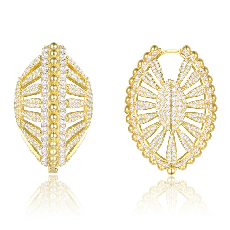 SLJELY High Quality 925 Sterling Silver Yellow Gold Color Fan Shell Oval Earrings 5A Cubic Zirconia Stones Monaco Women Jewelry
SLJELY High Quality 925 Sterling Silver Yellow Gold Color Fan Shell Oval Earrings 5A Cubic Zirconia Stones Monaco Women Jewelry