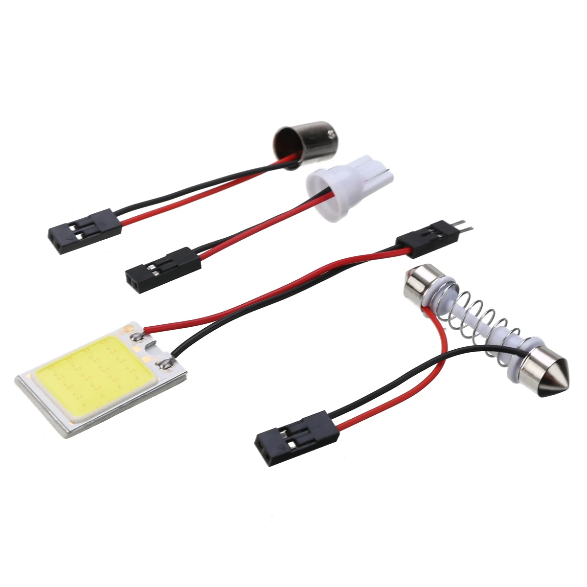 20Pcs/set 12V T10 Festoon Light BA9S COB 18LED 2W Car Interior Panel Dome Reading Light Bulb with T10 Adapter Festoon Base