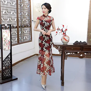 2018 Long Cheongsam Fashion Chinese style Short Sleeve Dress Womens Embroidery Qipao Slim Party Dresses Summer Lady Vestido
2018 Long Cheongsam Fashion Chinese style Short Sleeve Dress Womens Embroidery Qipao Slim Party Dresses Summer Lady Vestido
